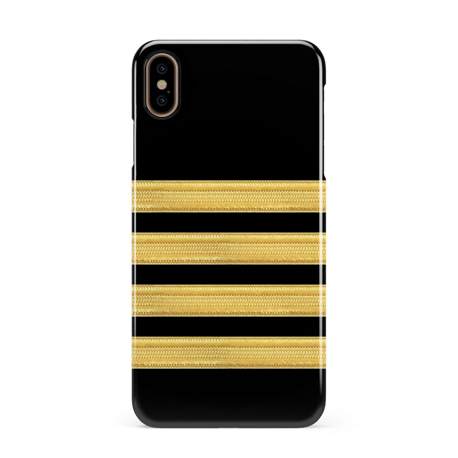 Black Gold Pilot Stripes Apple iPhone Xs Max 3D Snap Case