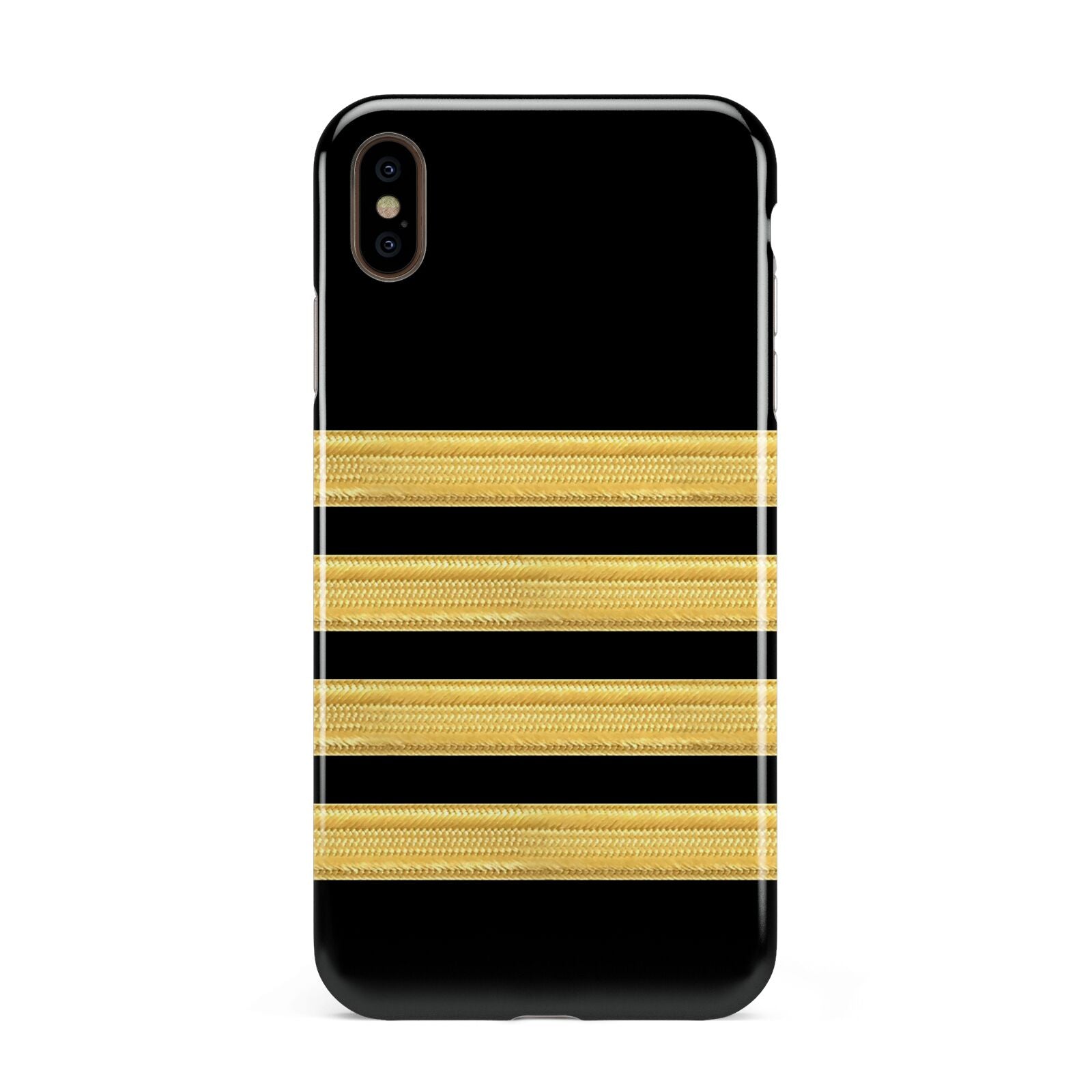Black Gold Pilot Stripes Apple iPhone Xs Max 3D Tough Case