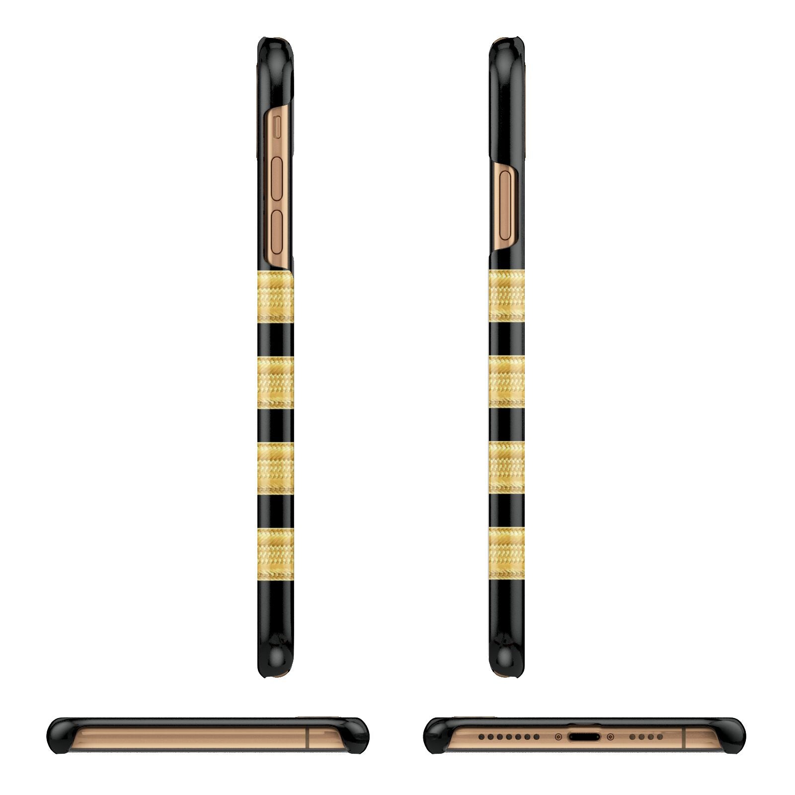 Black Gold Pilot Stripes Apple iPhone Xs Max 3D Wrap Snap Case Angled Images