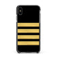Black Gold Pilot Stripes Apple iPhone Xs Max Impact Case Black Edge on Black Phone