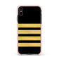Black Gold Pilot Stripes Apple iPhone Xs Max Impact Case Pink Edge on Black Phone