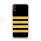 Black Gold Pilot Stripes Apple iPhone Xs Max Impact Case Pink Edge on Gold Phone
