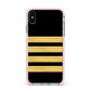 Black Gold Pilot Stripes Apple iPhone Xs Max Impact Case Pink Edge on Silver Phone