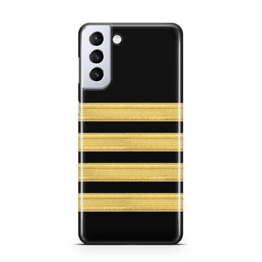 Black Gold Pilot Stripes Samsung S21 Plus Phone Case