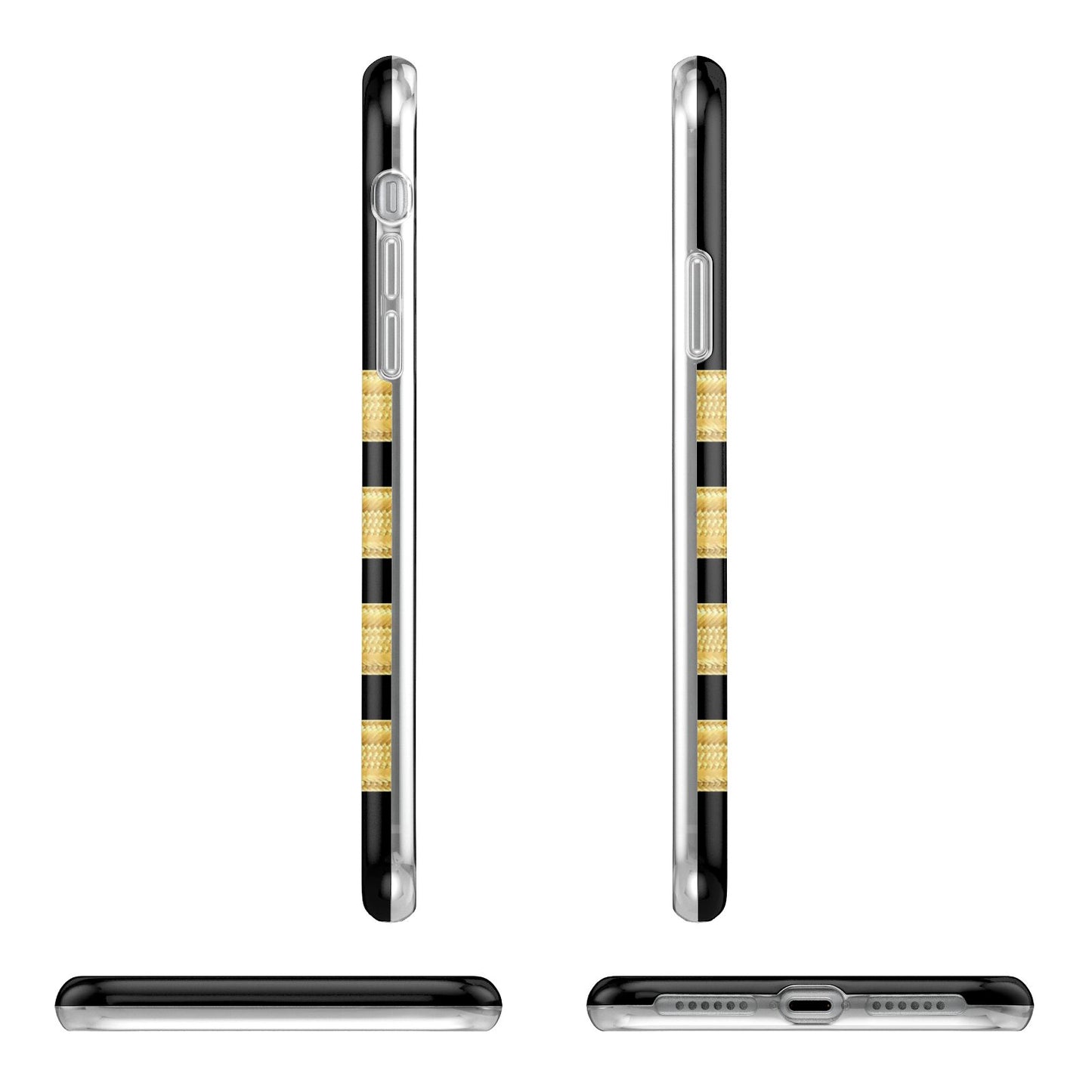 Black Gold Pilot Stripes iPhone 11 Pro 3D Tough Case Angle Images