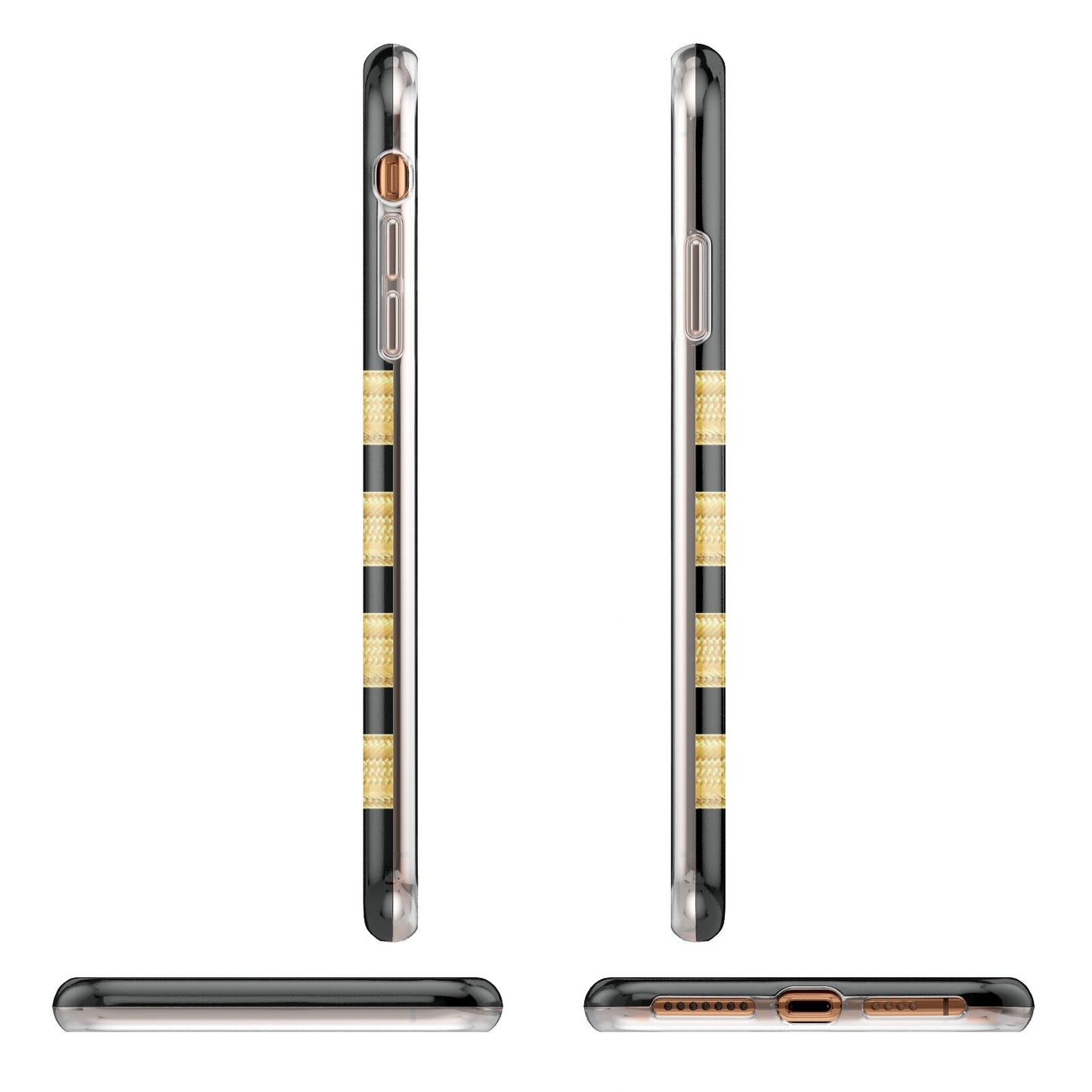 Black Gold Pilot Stripes iPhone 11 Pro Max 3D Tough Case Angle Images