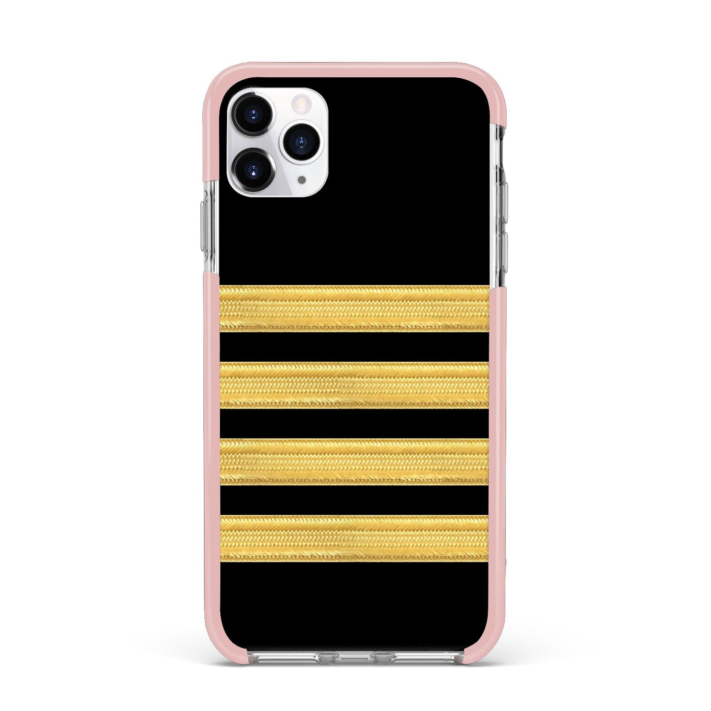 Black Gold Pilot Stripes iPhone 11 Pro Max Impact Pink Edge Case