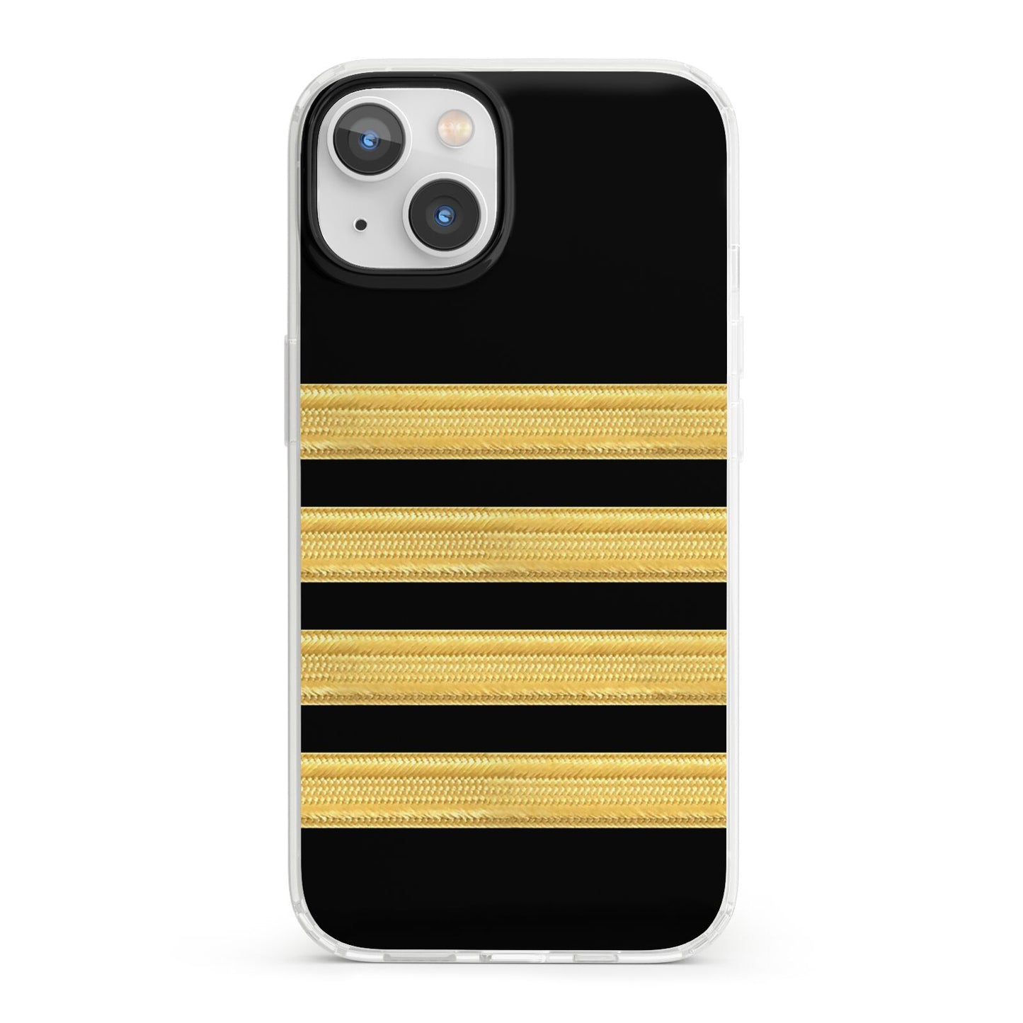Black Gold Pilot Stripes iPhone 13 Clear Bumper Case