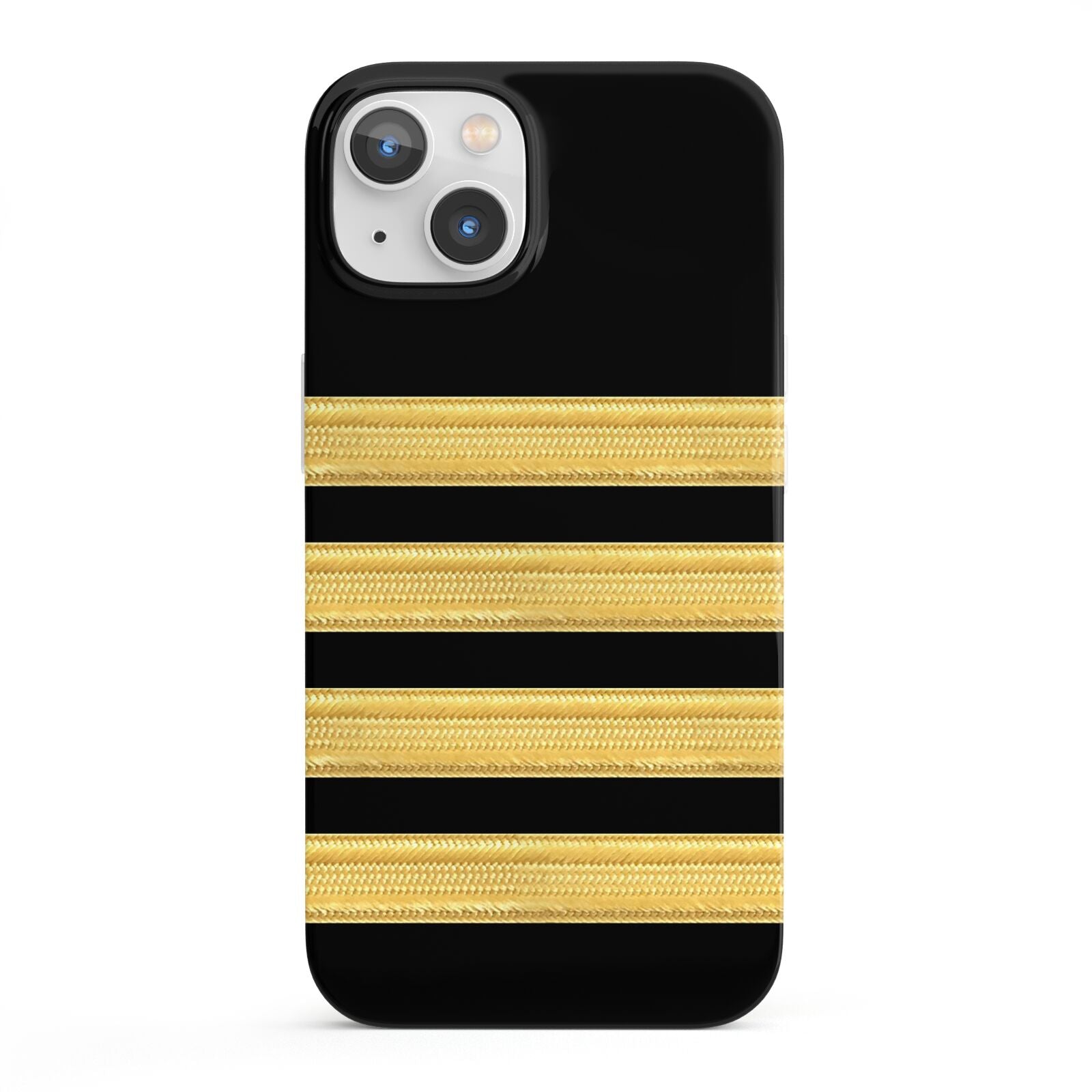 Black Gold Pilot Stripes iPhone 13 Full Wrap 3D Snap Case