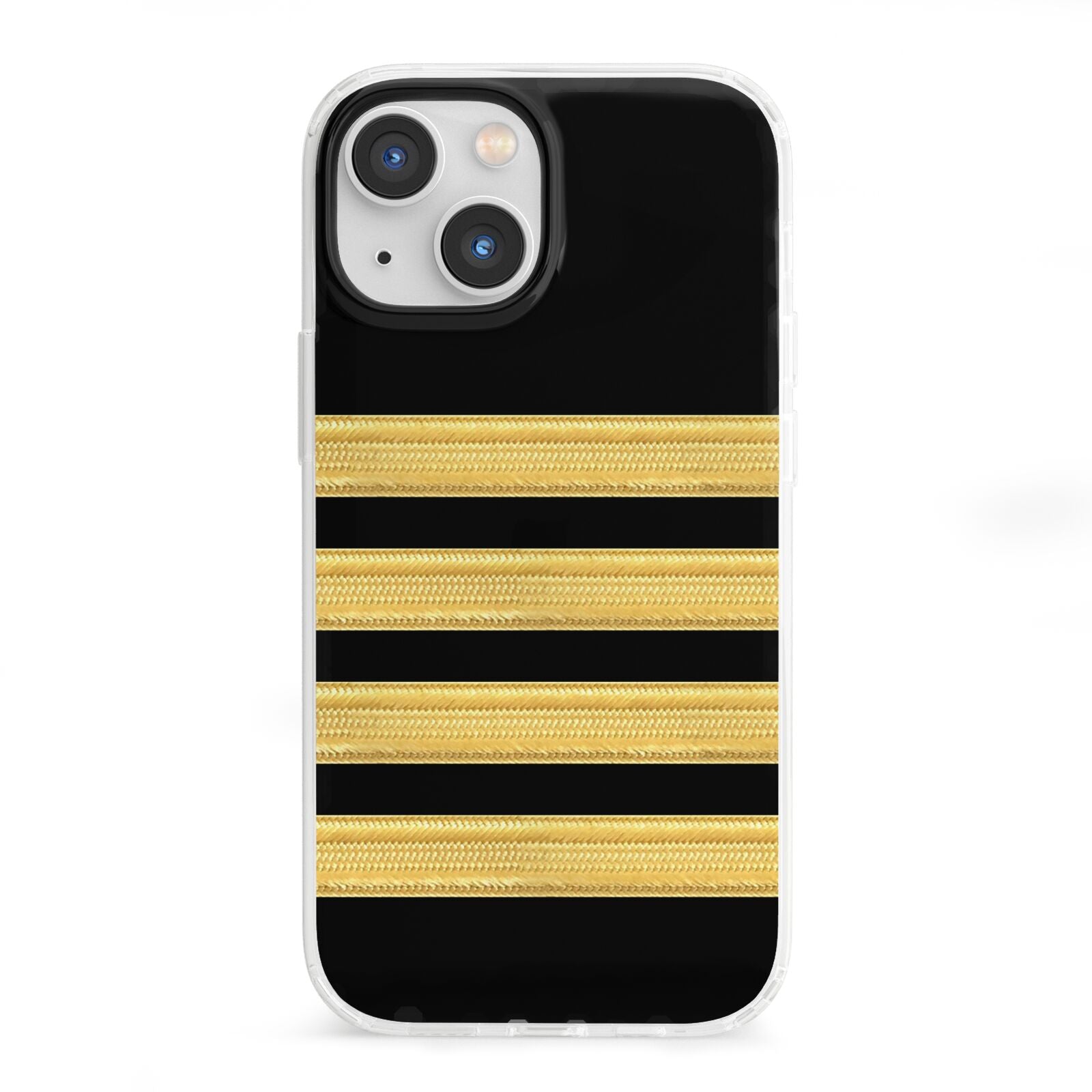 Black Gold Pilot Stripes iPhone 13 Mini Clear Bumper Case