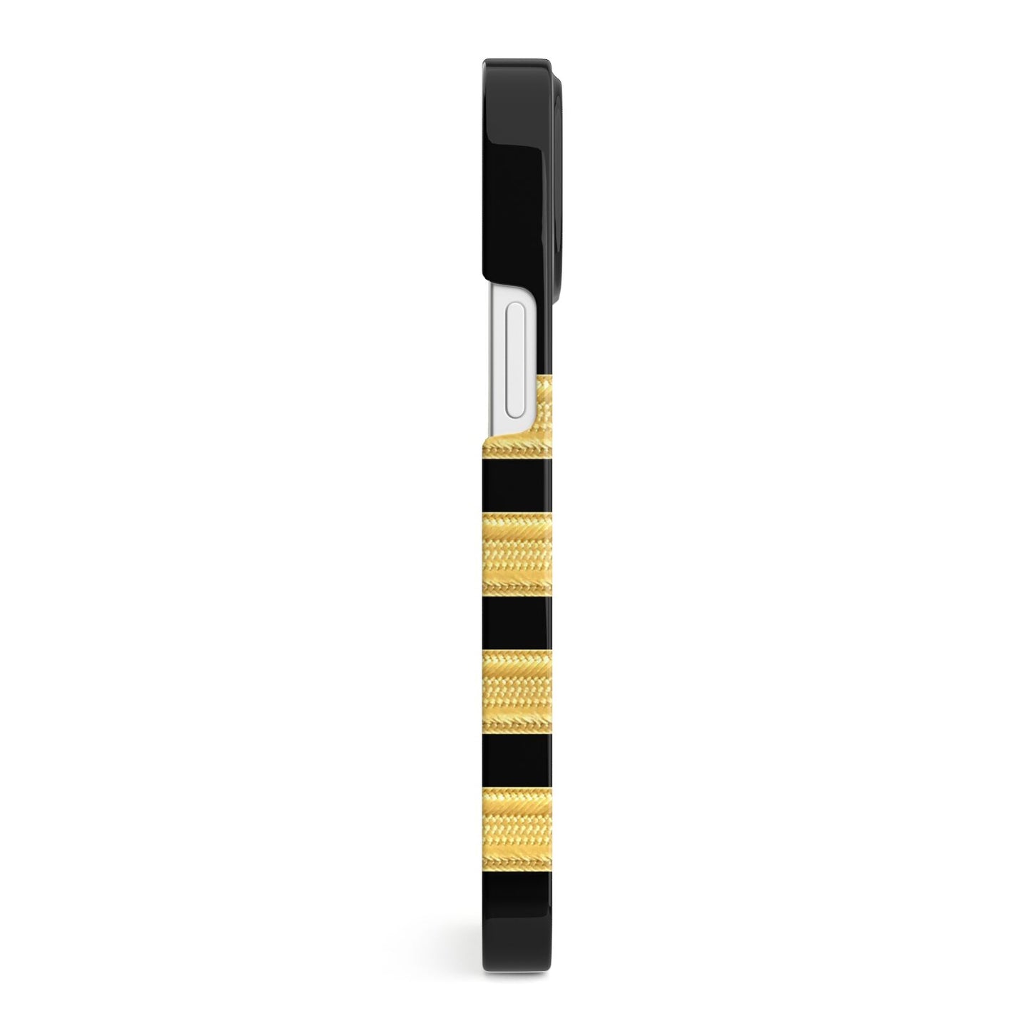 Black Gold Pilot Stripes iPhone 13 Mini Side Image 3D Snap Case