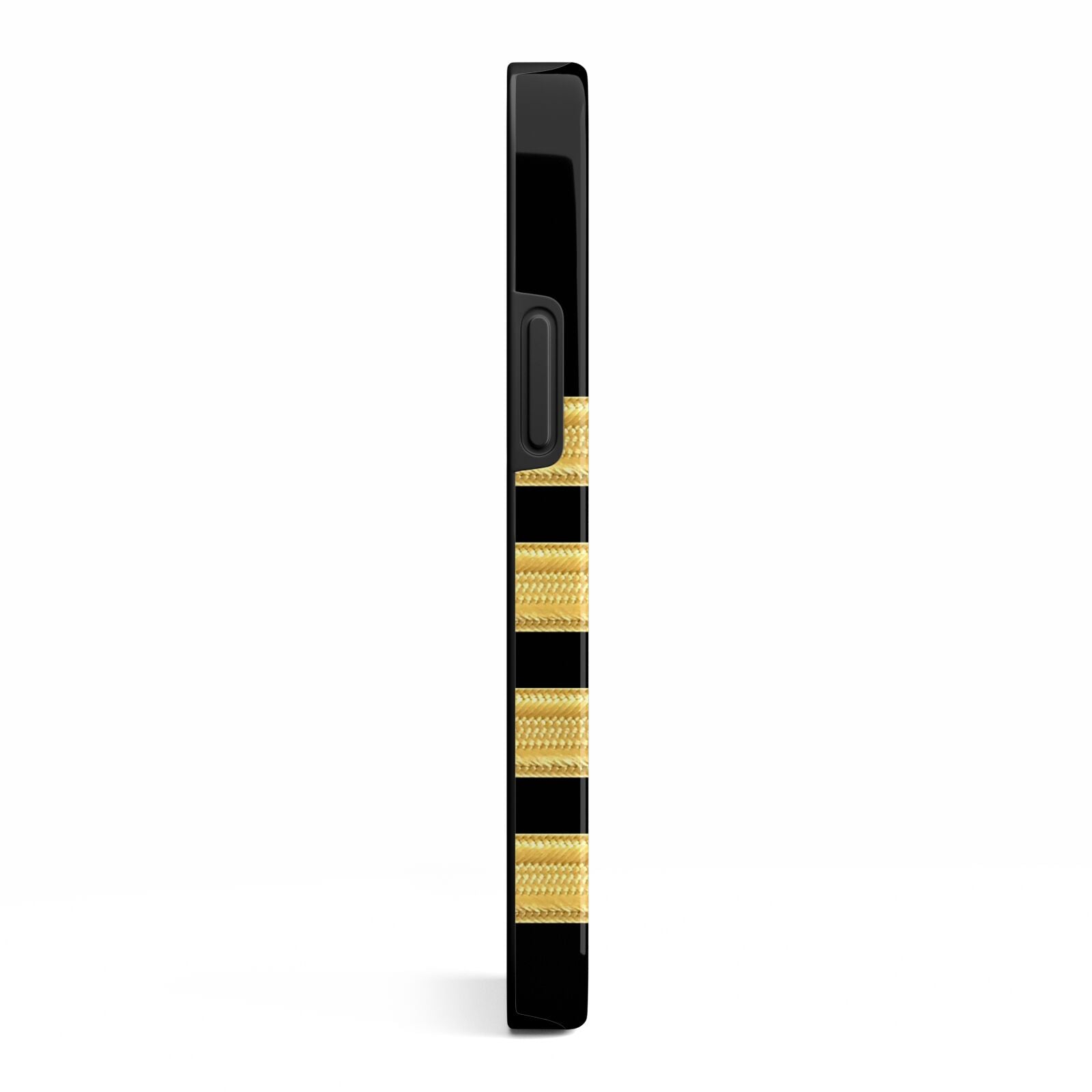 Black Gold Pilot Stripes iPhone 13 Mini Side Image 3D Tough Case