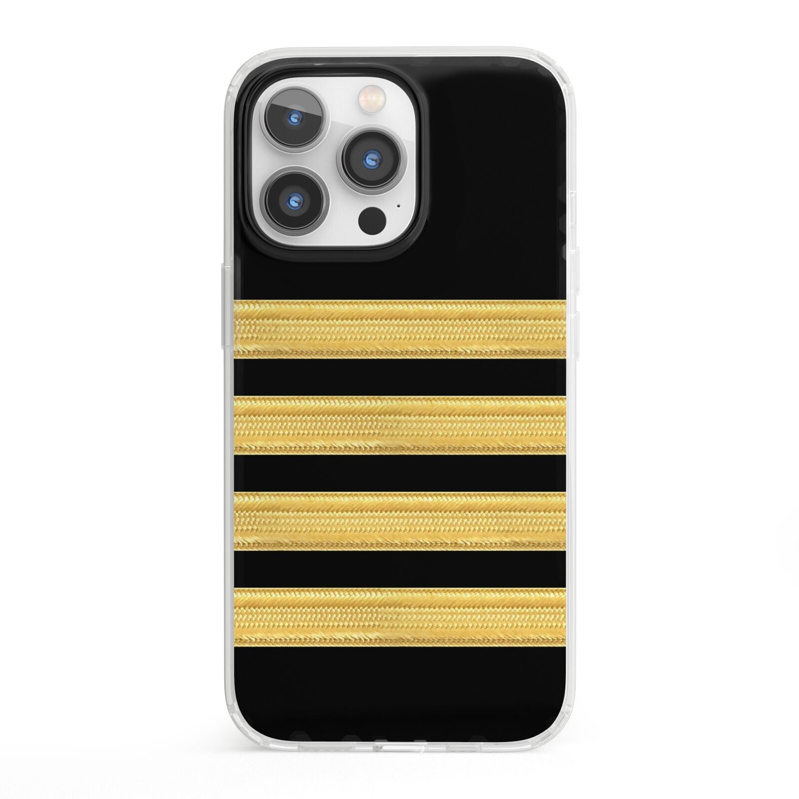 Black Gold Pilot Stripes iPhone 13 Pro Clear Bumper Case