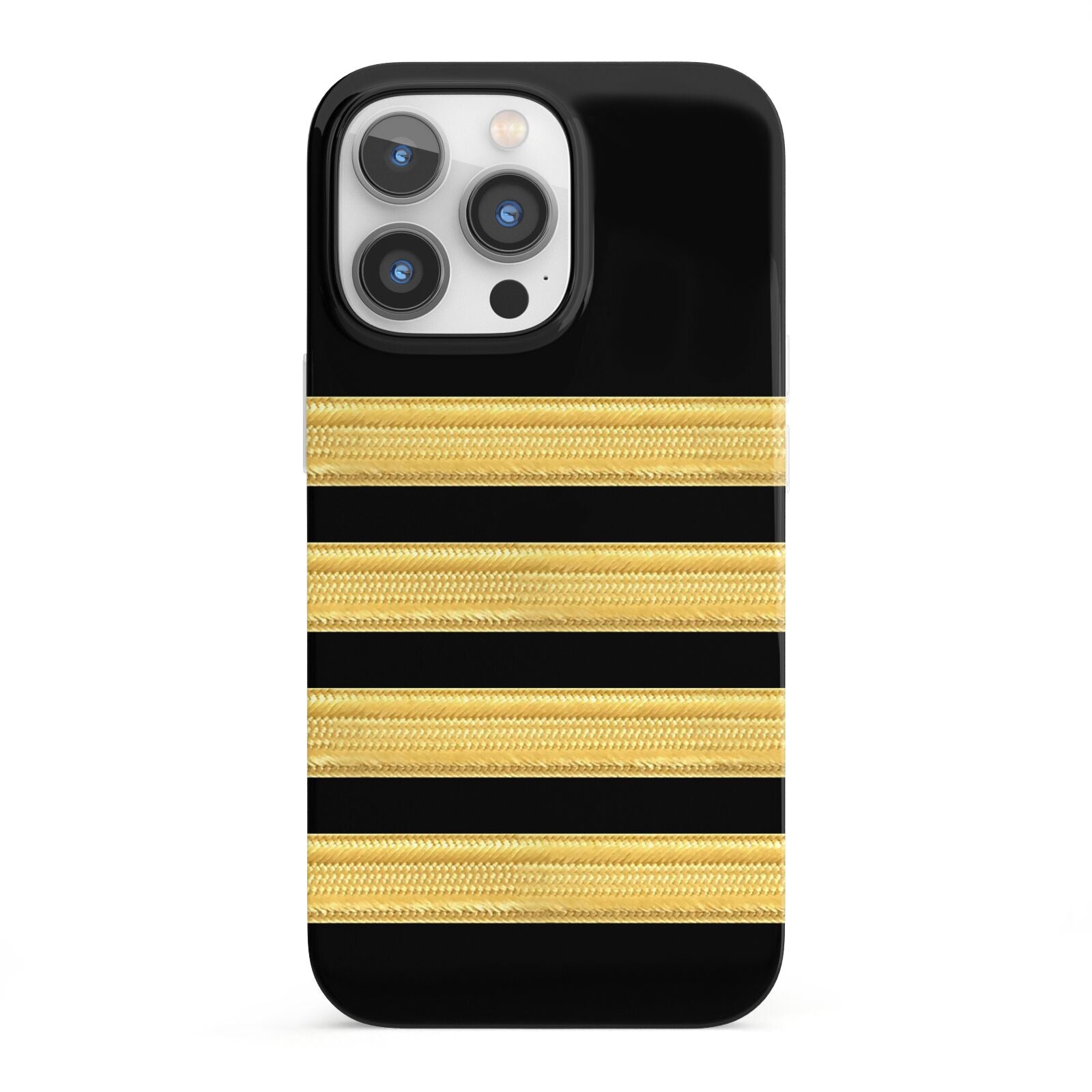 Black Gold Pilot Stripes iPhone 13 Pro Full Wrap 3D Snap Case