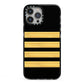Black Gold Pilot Stripes iPhone 13 Pro Max Black Impact Case on Silver phone