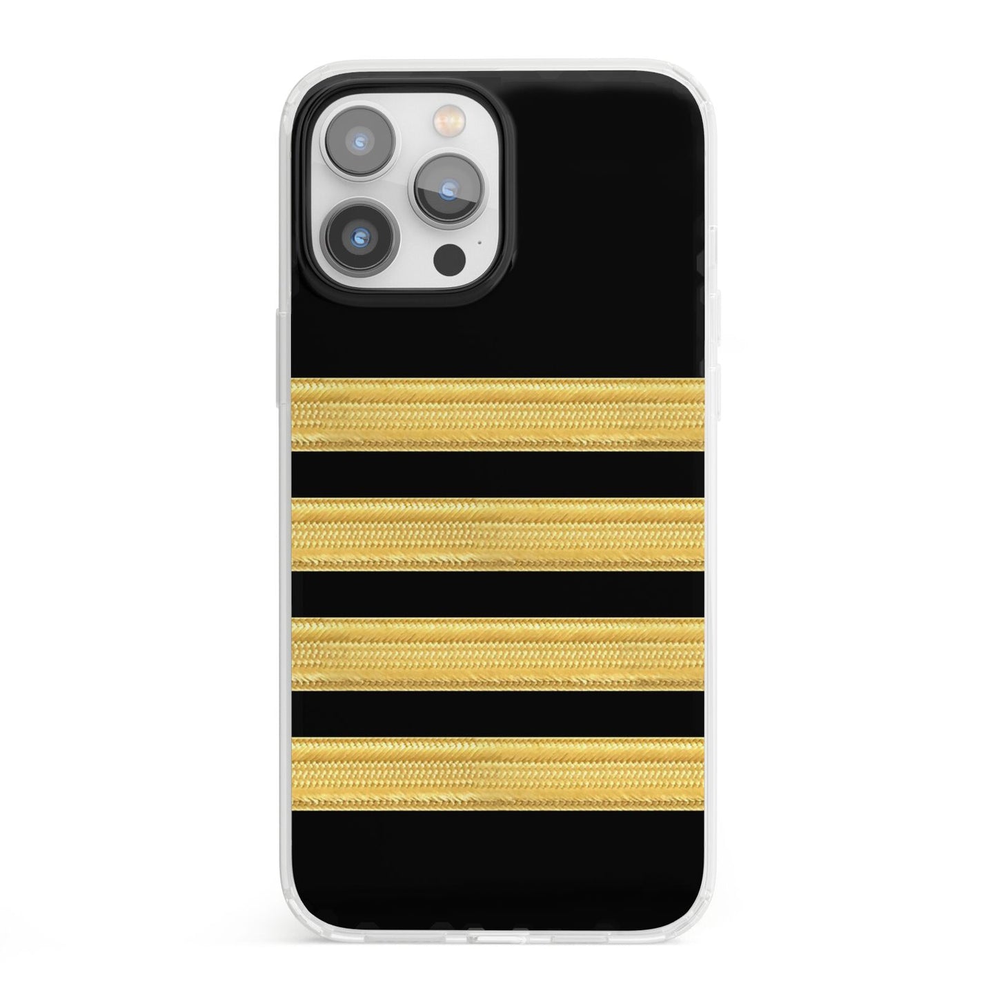 Black Gold Pilot Stripes iPhone 13 Pro Max Clear Bumper Case