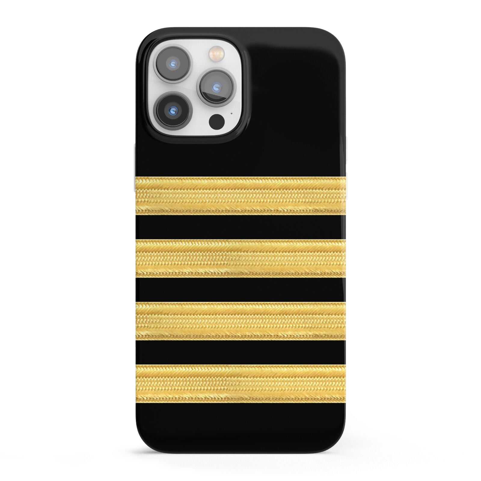 Black Gold Pilot Stripes iPhone 13 Pro Max Full Wrap 3D Snap Case
