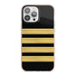 Black Gold Pilot Stripes iPhone 13 Pro Max TPU Impact Case with Pink Edges