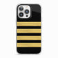 Black Gold Pilot Stripes iPhone 13 Pro TPU Impact Case with White Edges