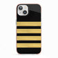 Black Gold Pilot Stripes iPhone 13 TPU Impact Case with Pink Edges