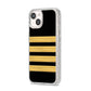 Black Gold Pilot Stripes iPhone 14 Glitter Tough Case Starlight Angled Image