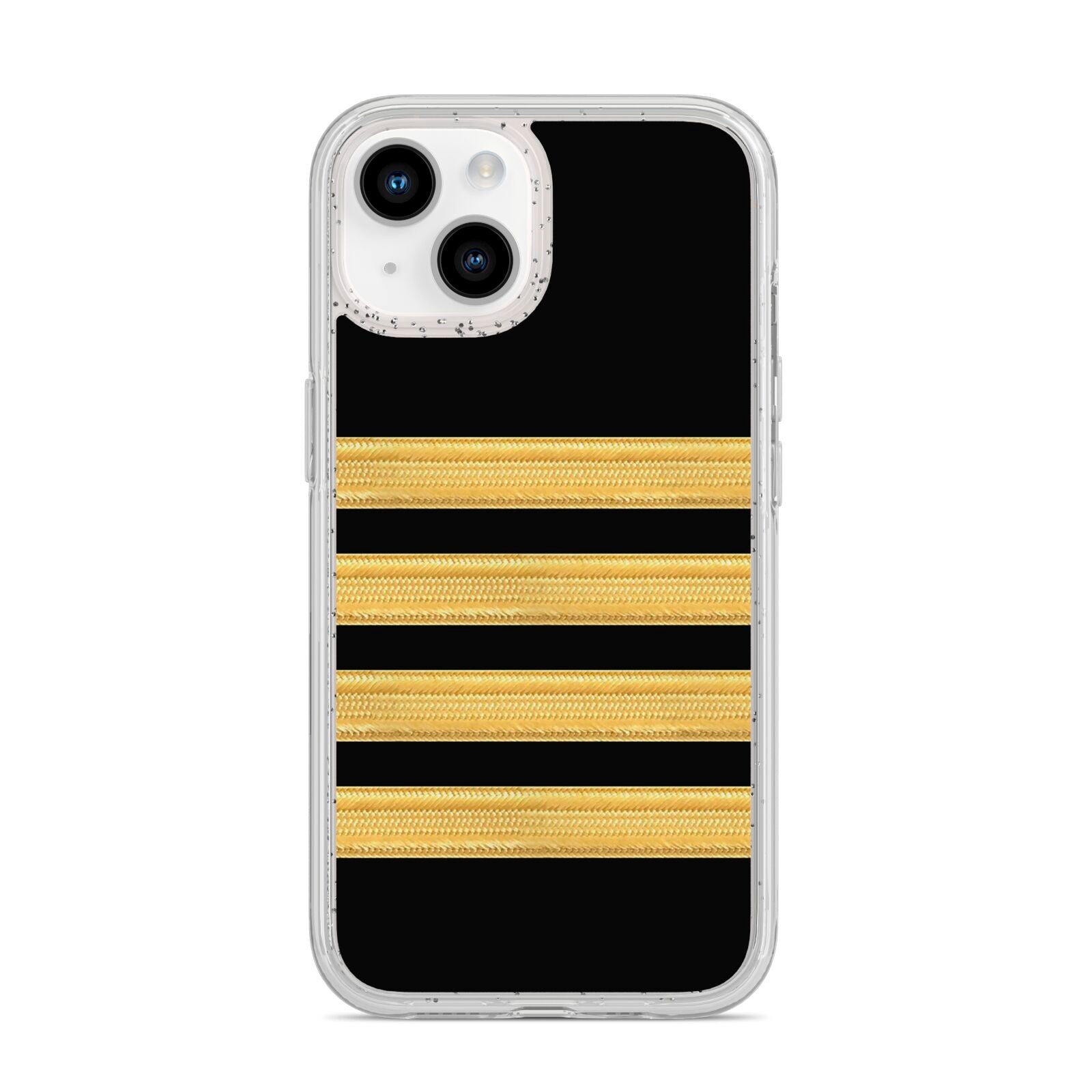 Black Gold Pilot Stripes iPhone 14 Glitter Tough Case Starlight