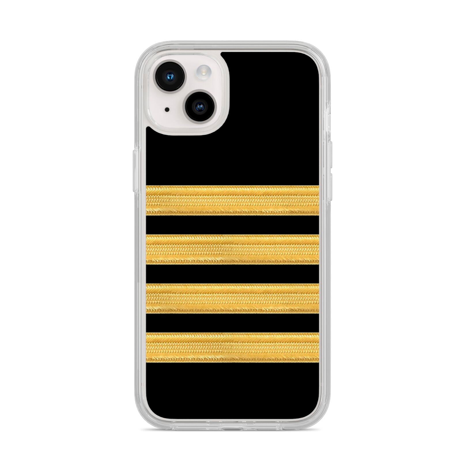 Black Gold Pilot Stripes iPhone 14 Plus Clear Tough Case Starlight