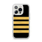 Black Gold Pilot Stripes iPhone 14 Pro Clear Tough Case Silver