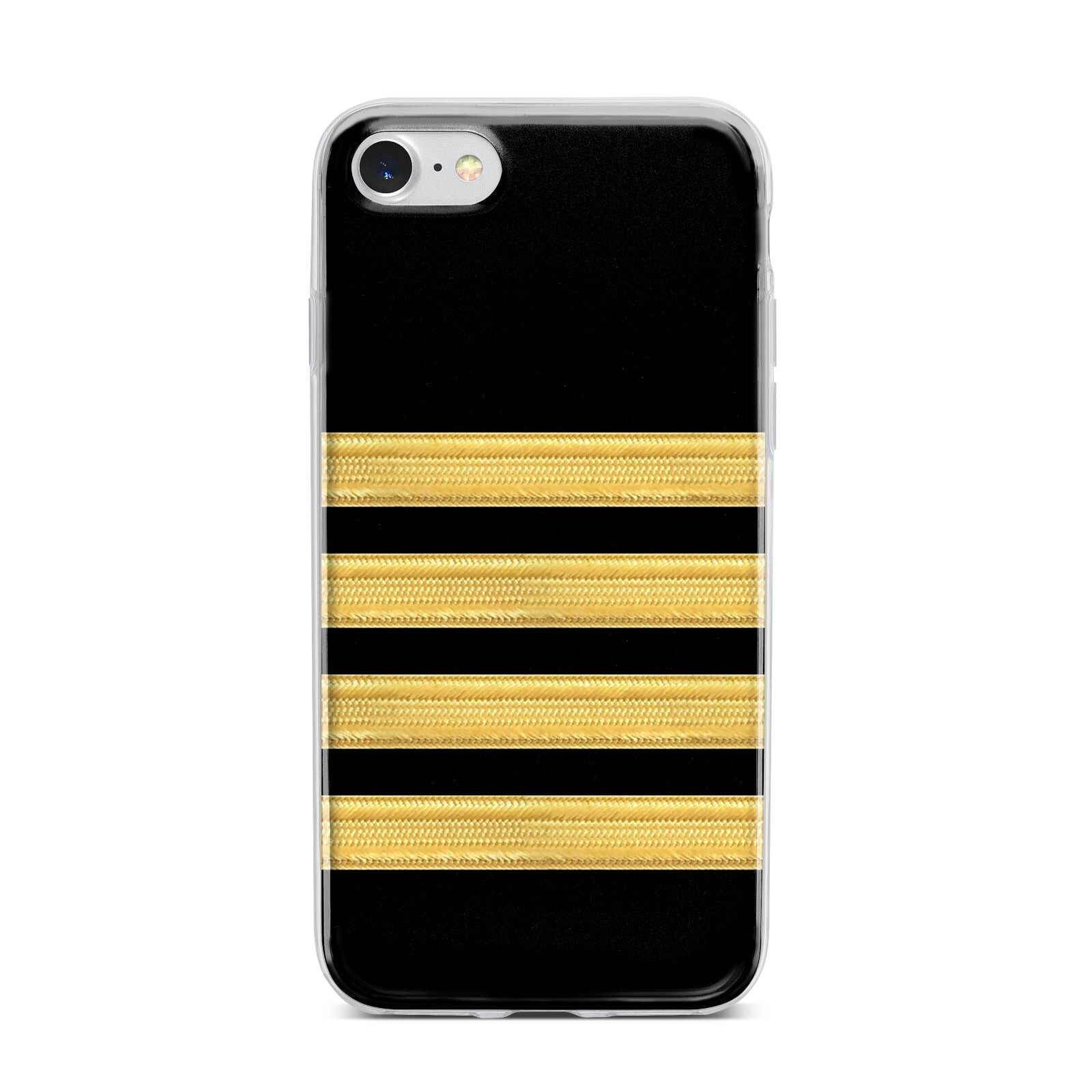 Black Gold Pilot Stripes iPhone 7 Bumper Case on Silver iPhone