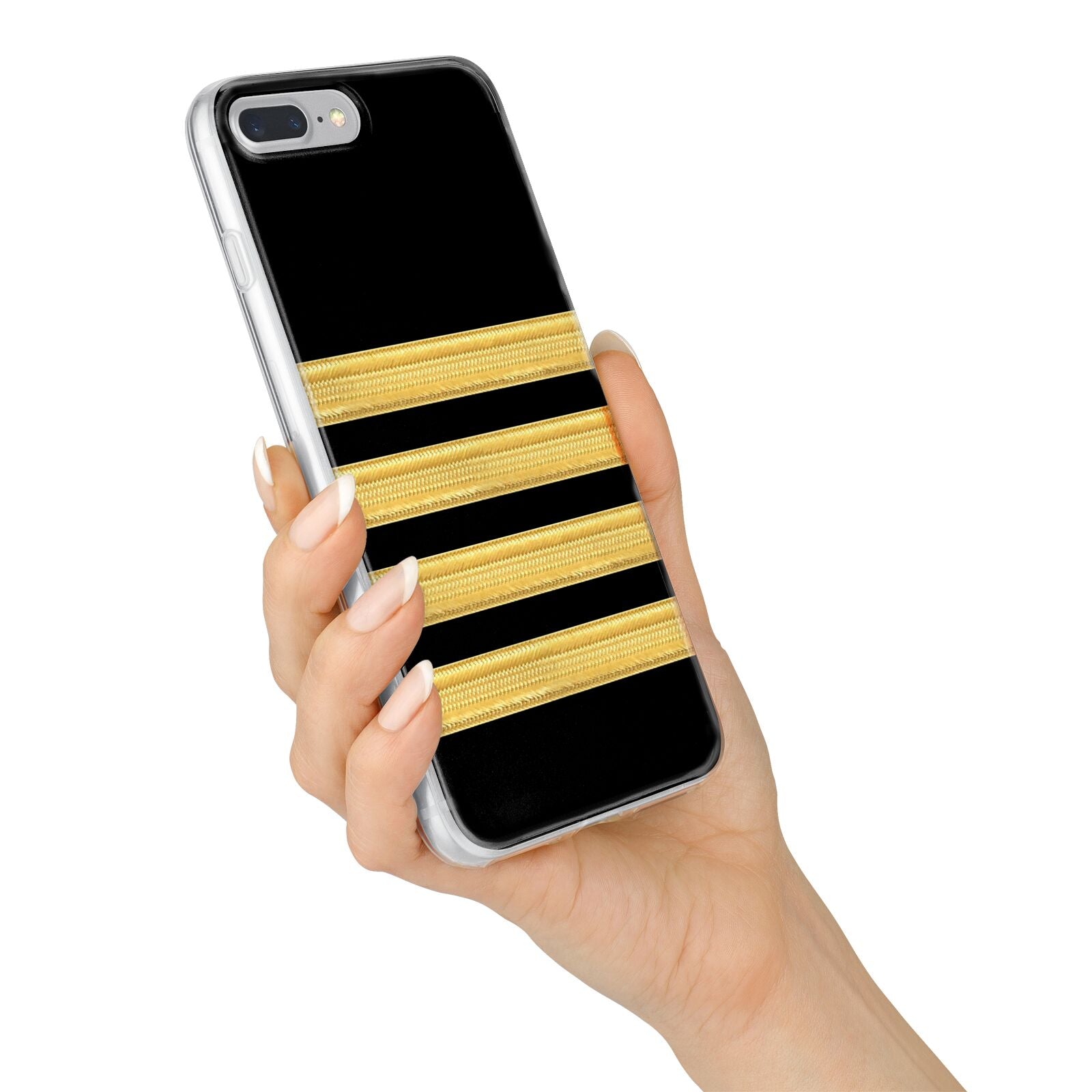 Black Gold Pilot Stripes iPhone 7 Plus Bumper Case on Silver iPhone Alternative Image