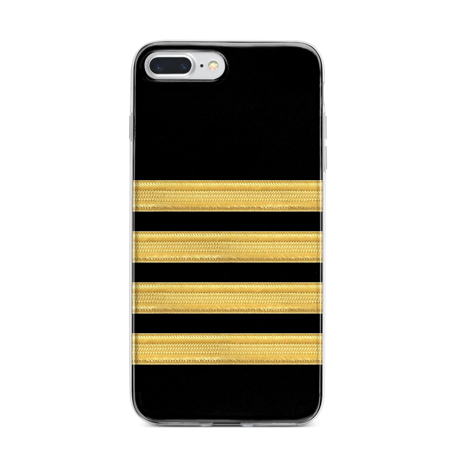 Black Gold Pilot Stripes iPhone 7 Plus Bumper Case on Silver iPhone