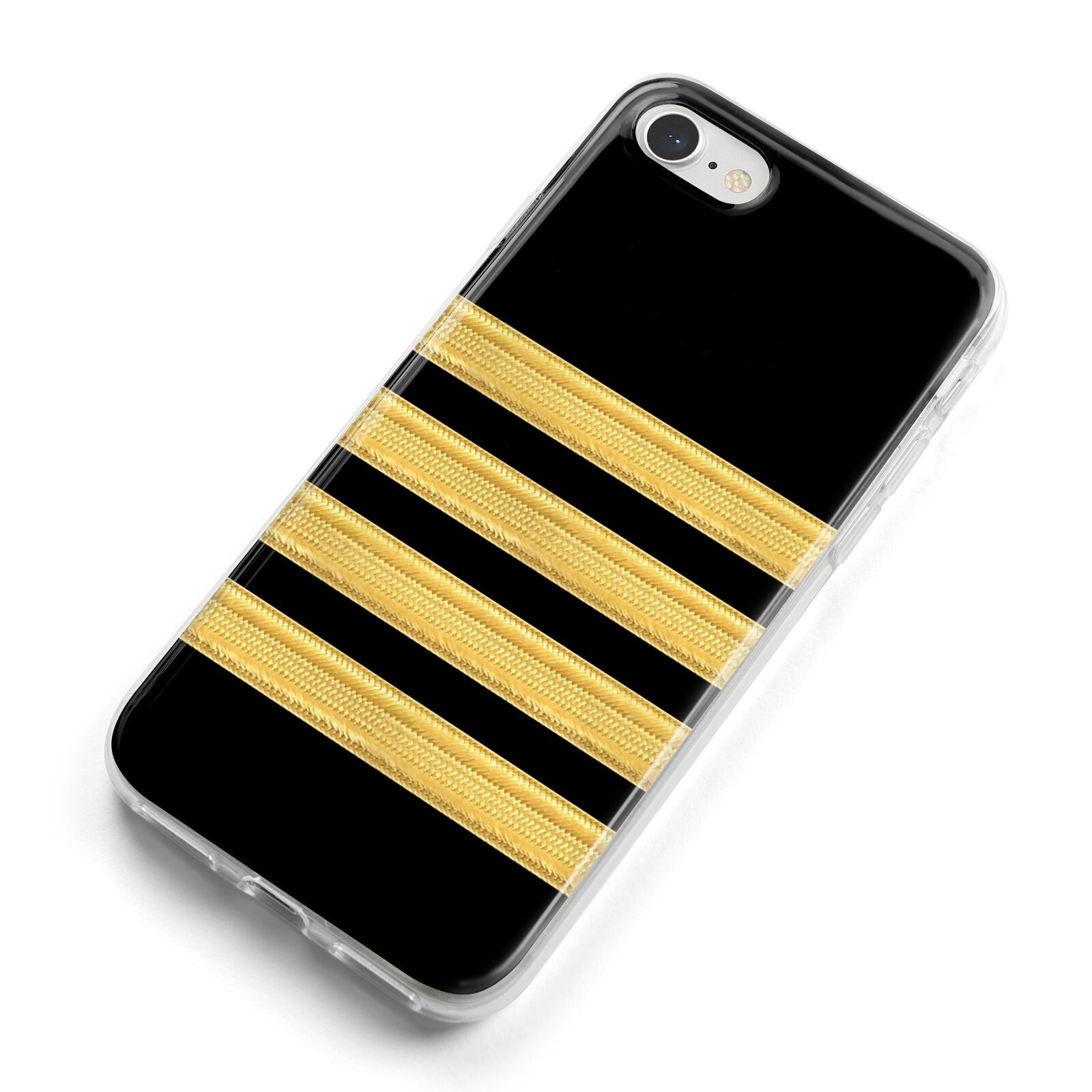 Black Gold Pilot Stripes iPhone 8 Bumper Case on Silver iPhone Alternative Image