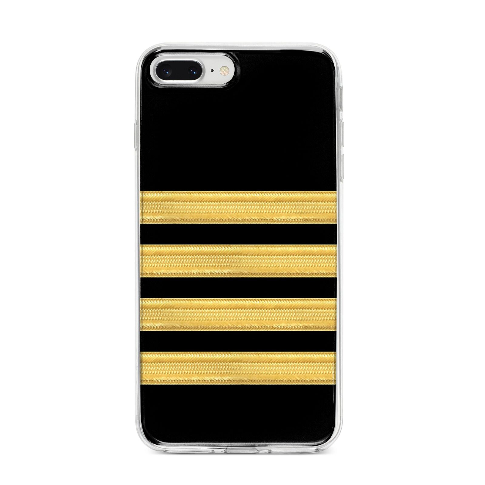 Black Gold Pilot Stripes iPhone 8 Plus Bumper Case on Silver iPhone