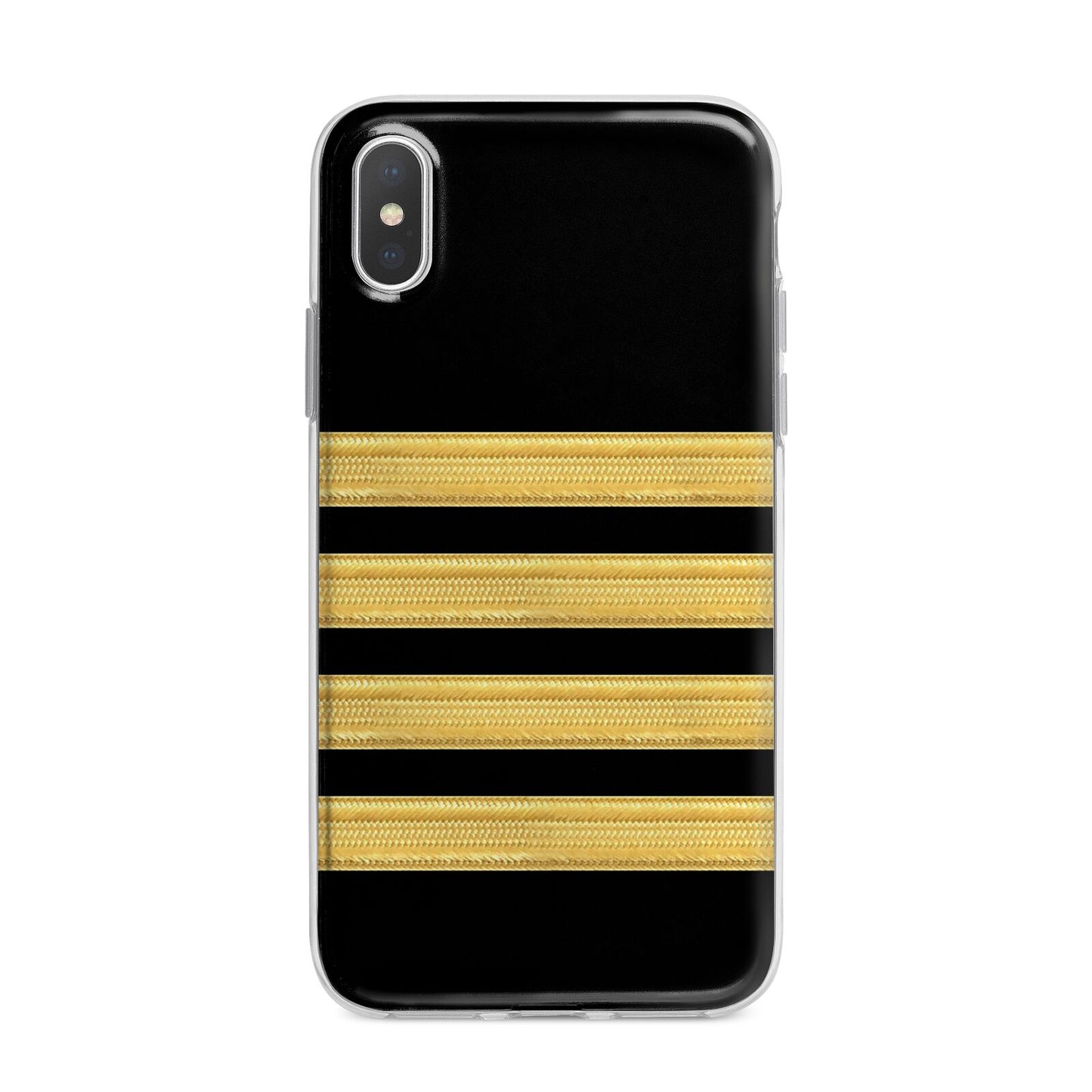 Black Gold Pilot Stripes iPhone X Bumper Case on Silver iPhone Alternative Image 1