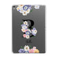 Black Initial Floral Apple iPad Grey Case