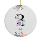 Black Initial Floral Circle Decoration Back Image