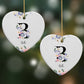 Black Initial Floral Heart Decoration on Christmas Background