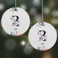 Black Initial Floral Round Decoration on Christmas Background