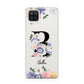 Black Initial Floral Samsung M12 Case