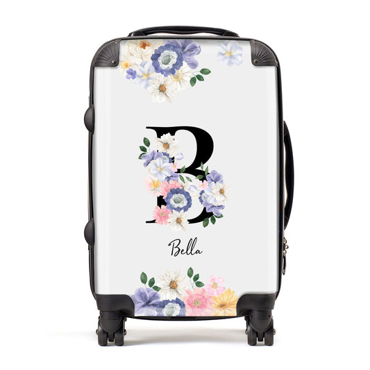 Black Initial Floral Suitcase