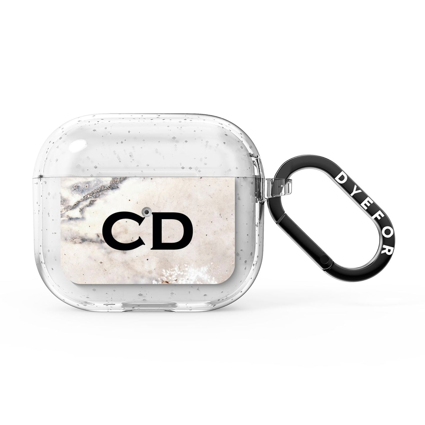 Black Initials Yellow Marble AirPods Glitter Case 3rd Gen