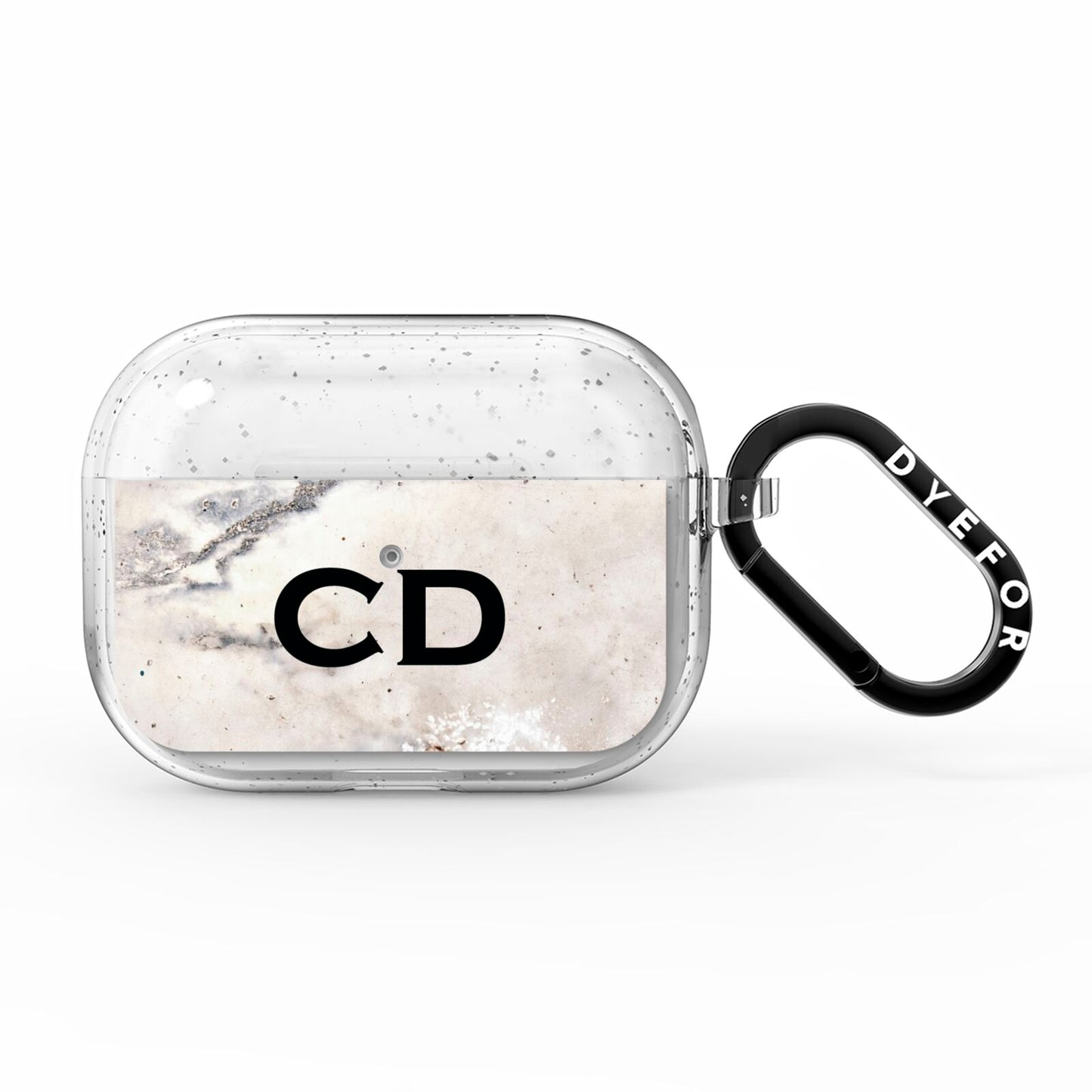 Black Initials Yellow Marble AirPods Pro Glitter Case