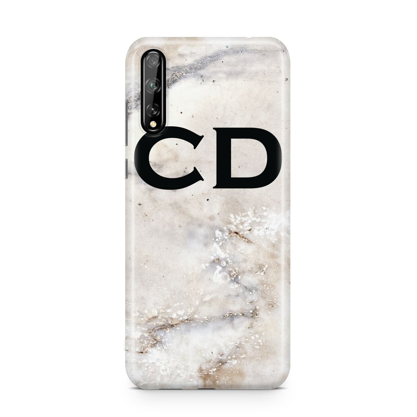 Black Initials Yellow Marble Huawei Enjoy 10s Phone Case