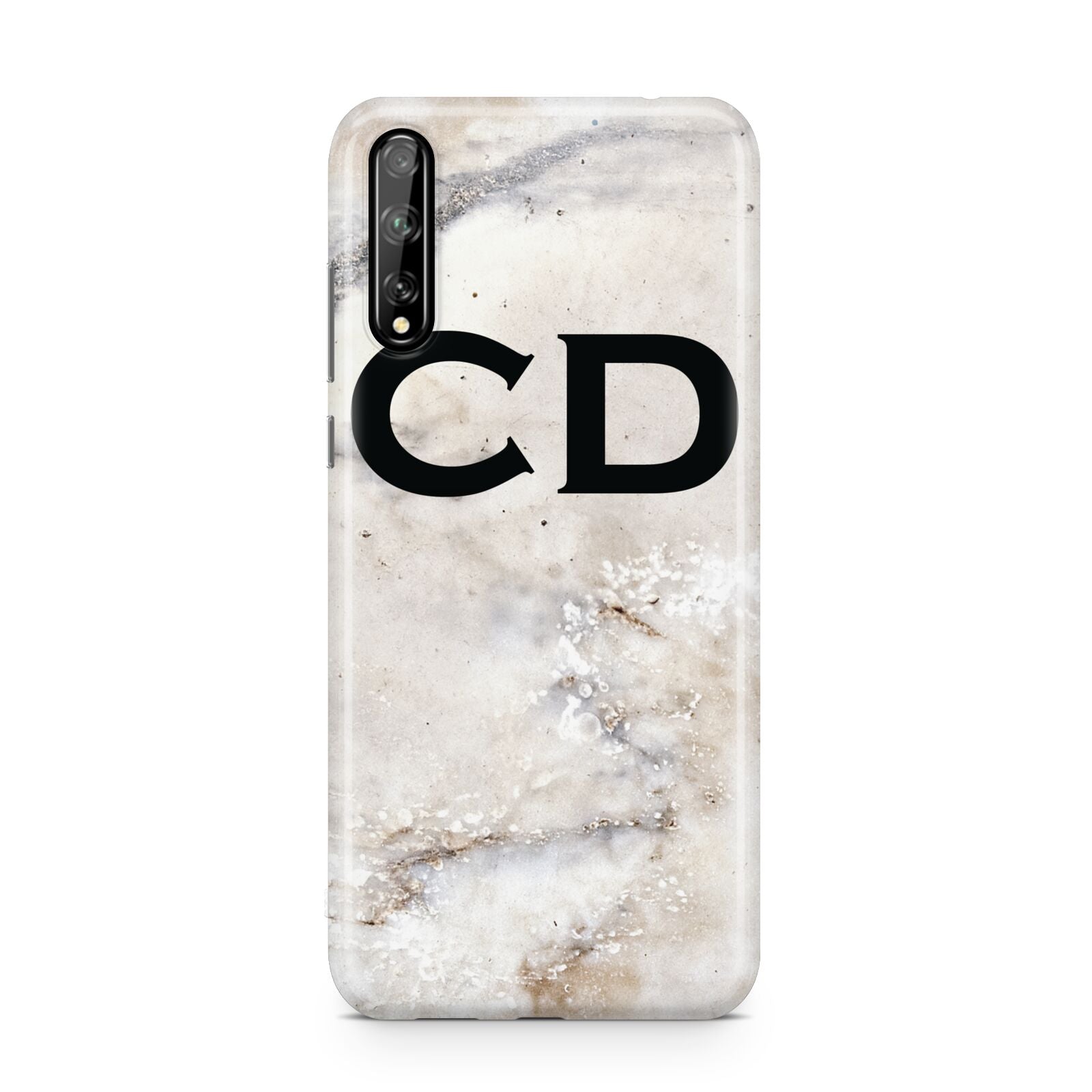 Black Initials Yellow Marble Huawei Enjoy 10s Phone Case