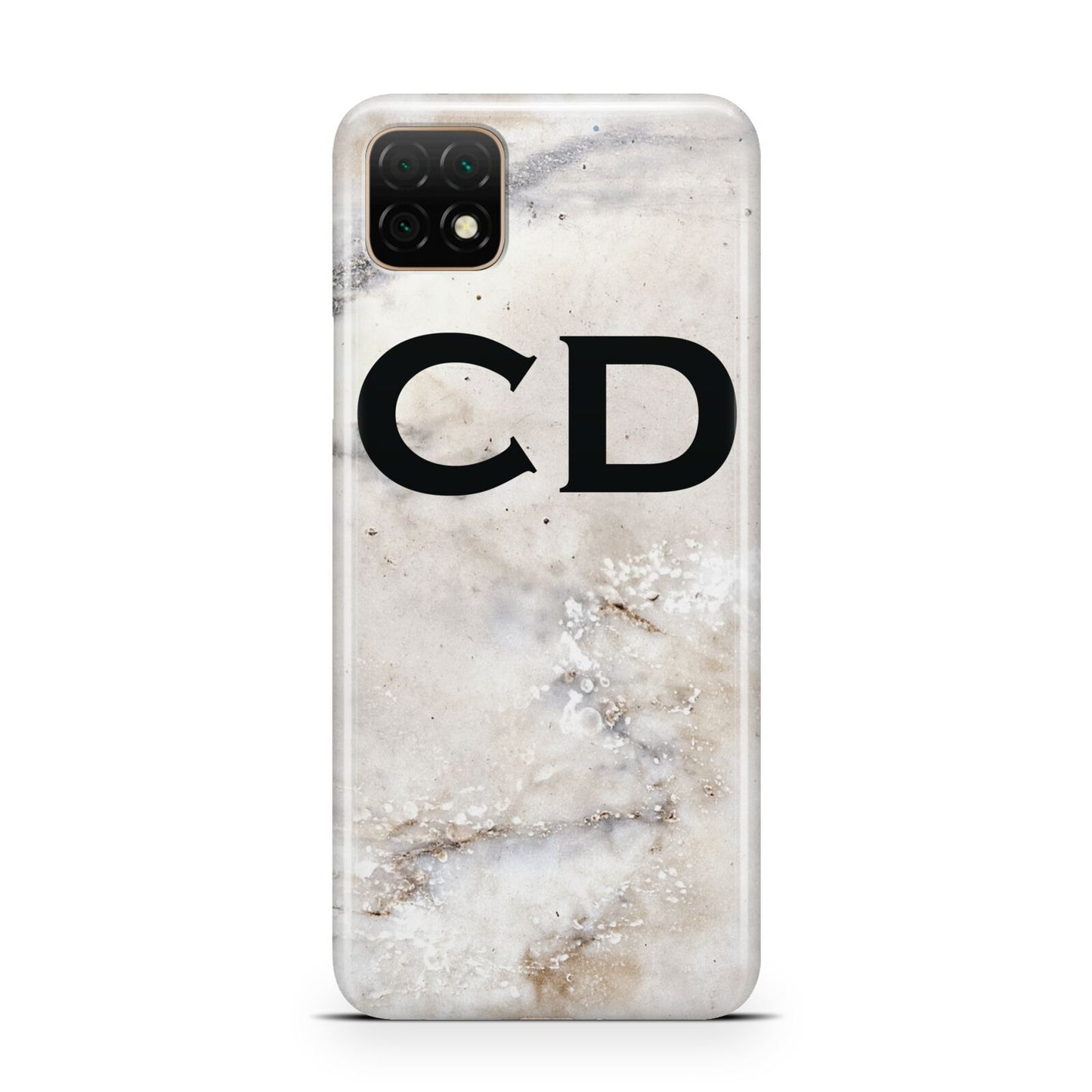 Black Initials Yellow Marble Huawei Enjoy 20 Phone Case
