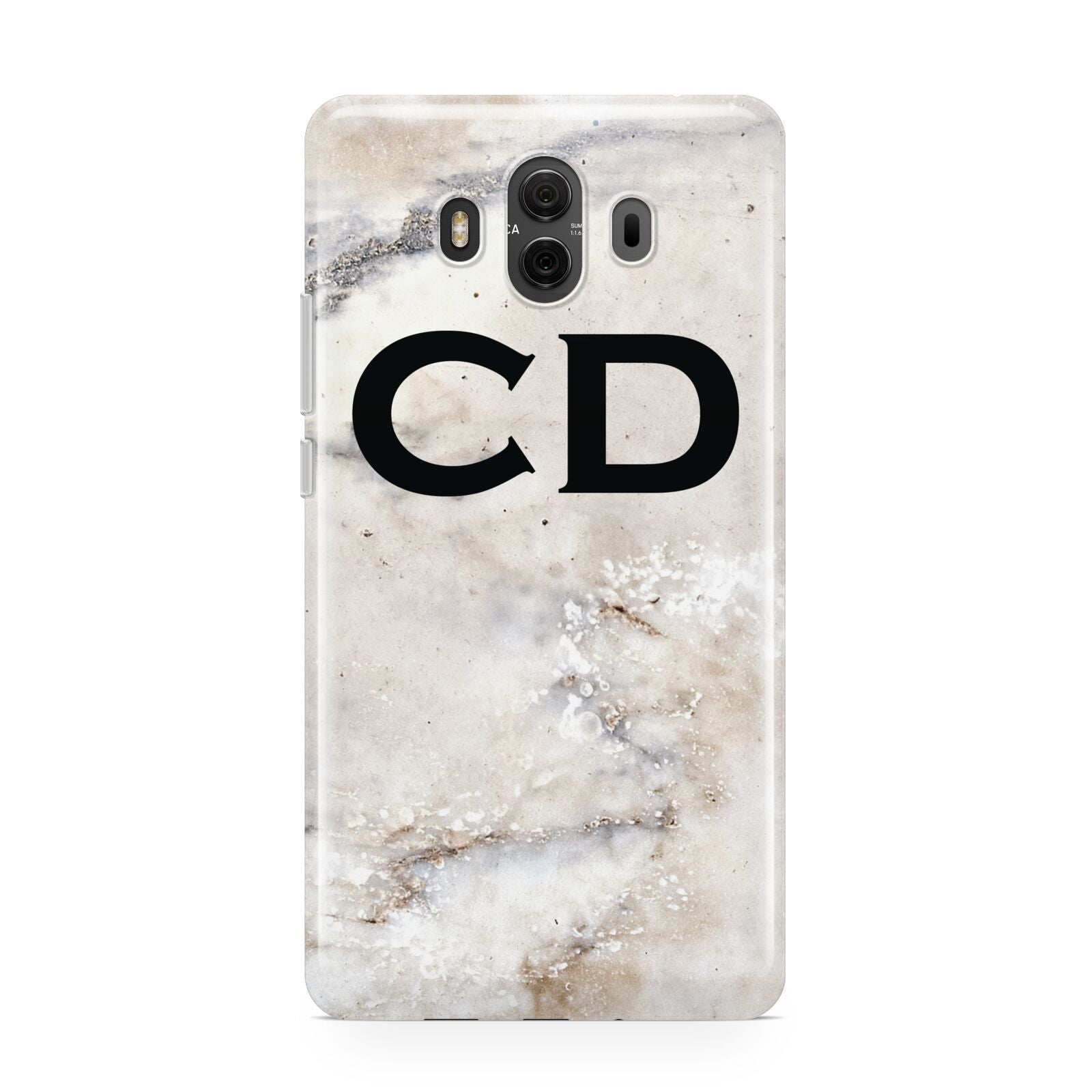 Black Initials Yellow Marble Huawei Mate 10 Protective Phone Case