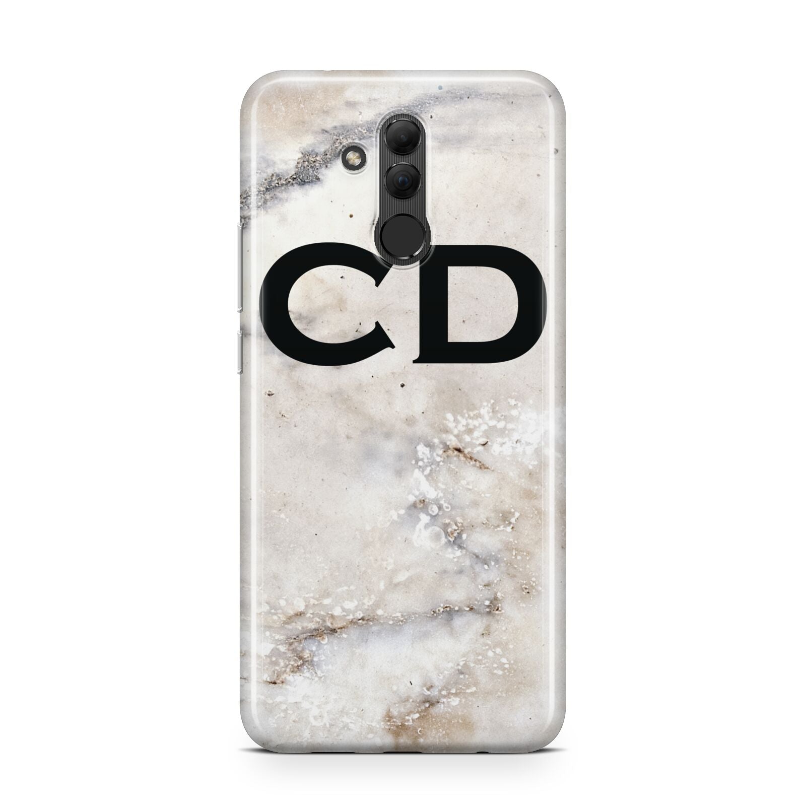 Black Initials Yellow Marble Huawei Mate 20 Lite