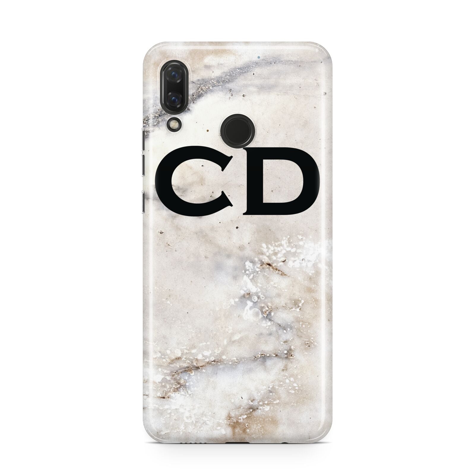 Black Initials Yellow Marble Huawei Nova 3 Phone Case
