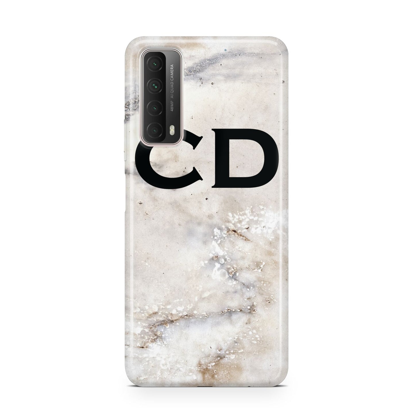 Black Initials Yellow Marble Huawei P Smart 2021
