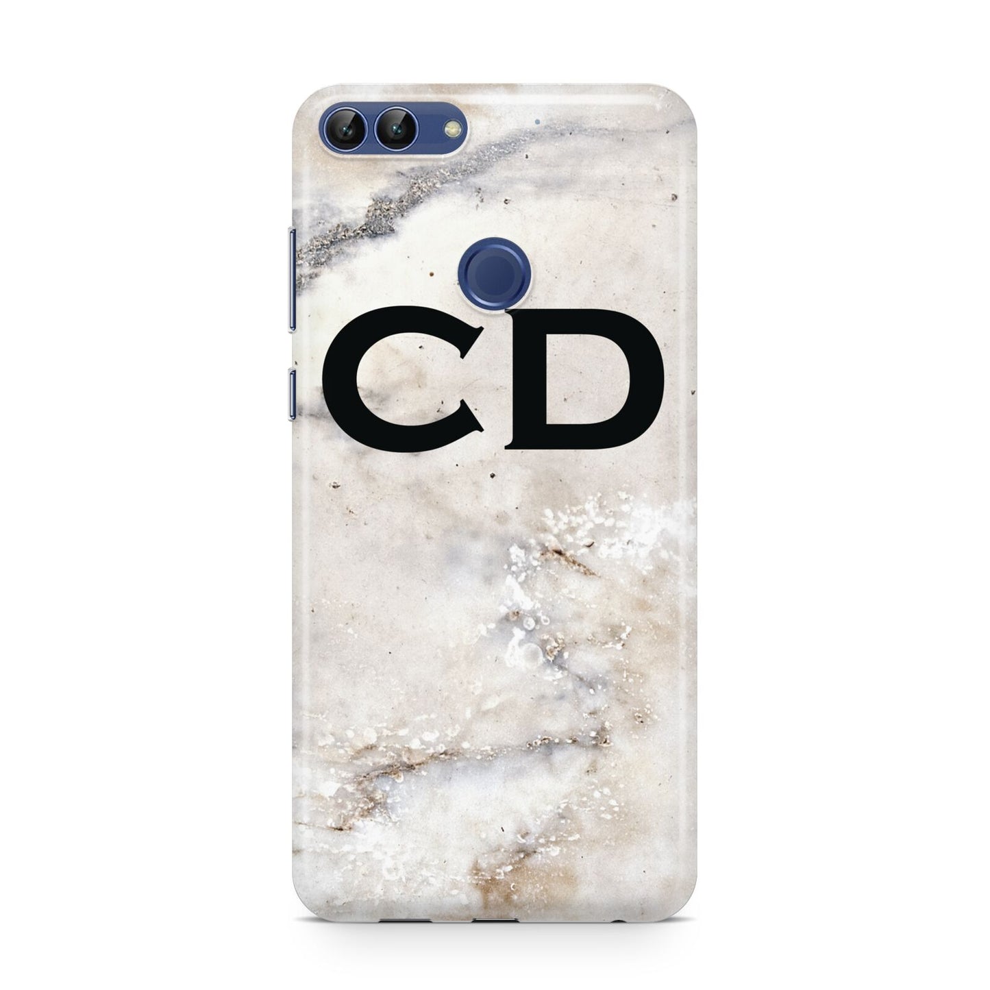 Black Initials Yellow Marble Huawei P Smart Case